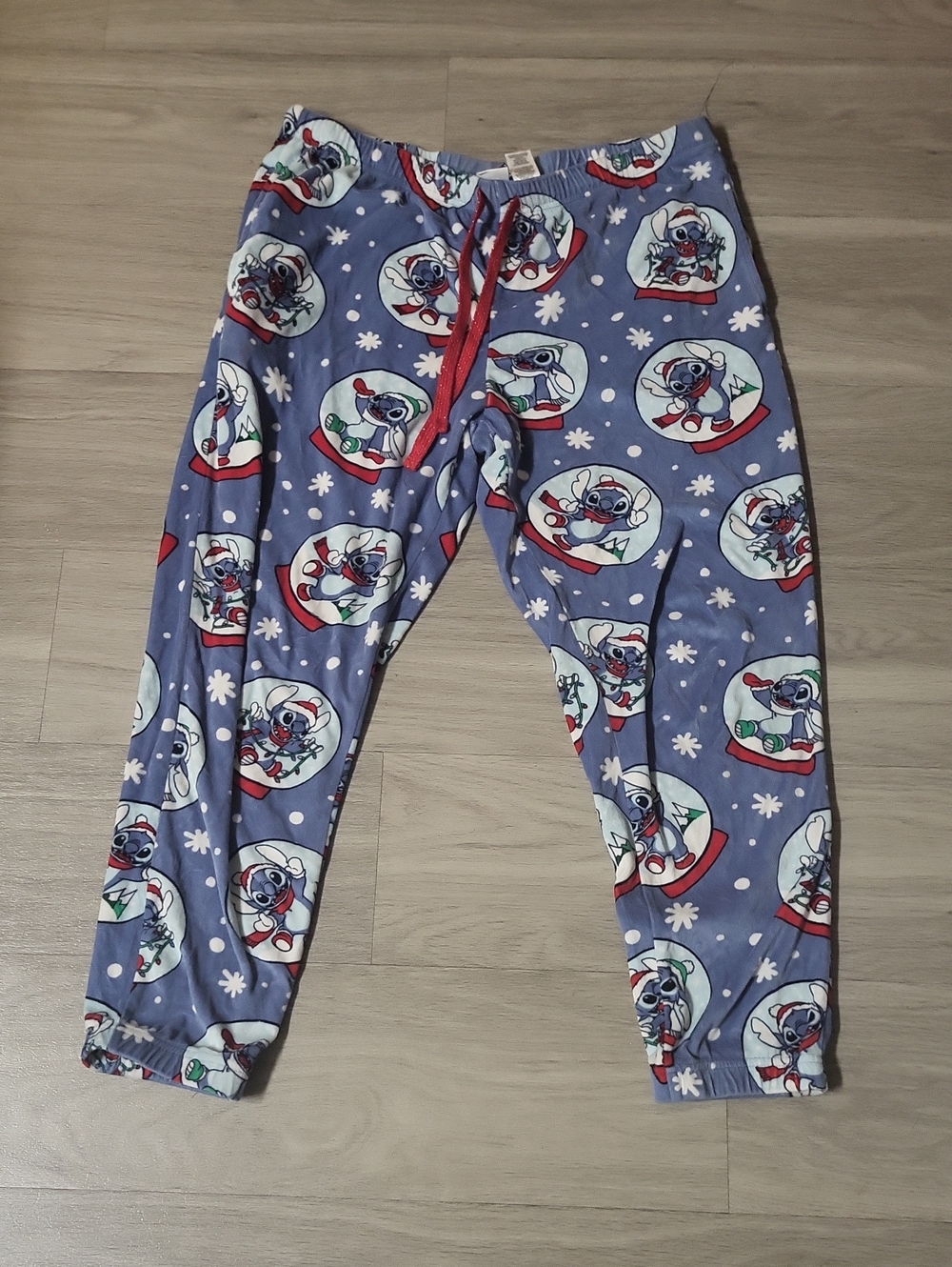 Disney Blue Fleece Pajama Bottoms with Red Drawstring